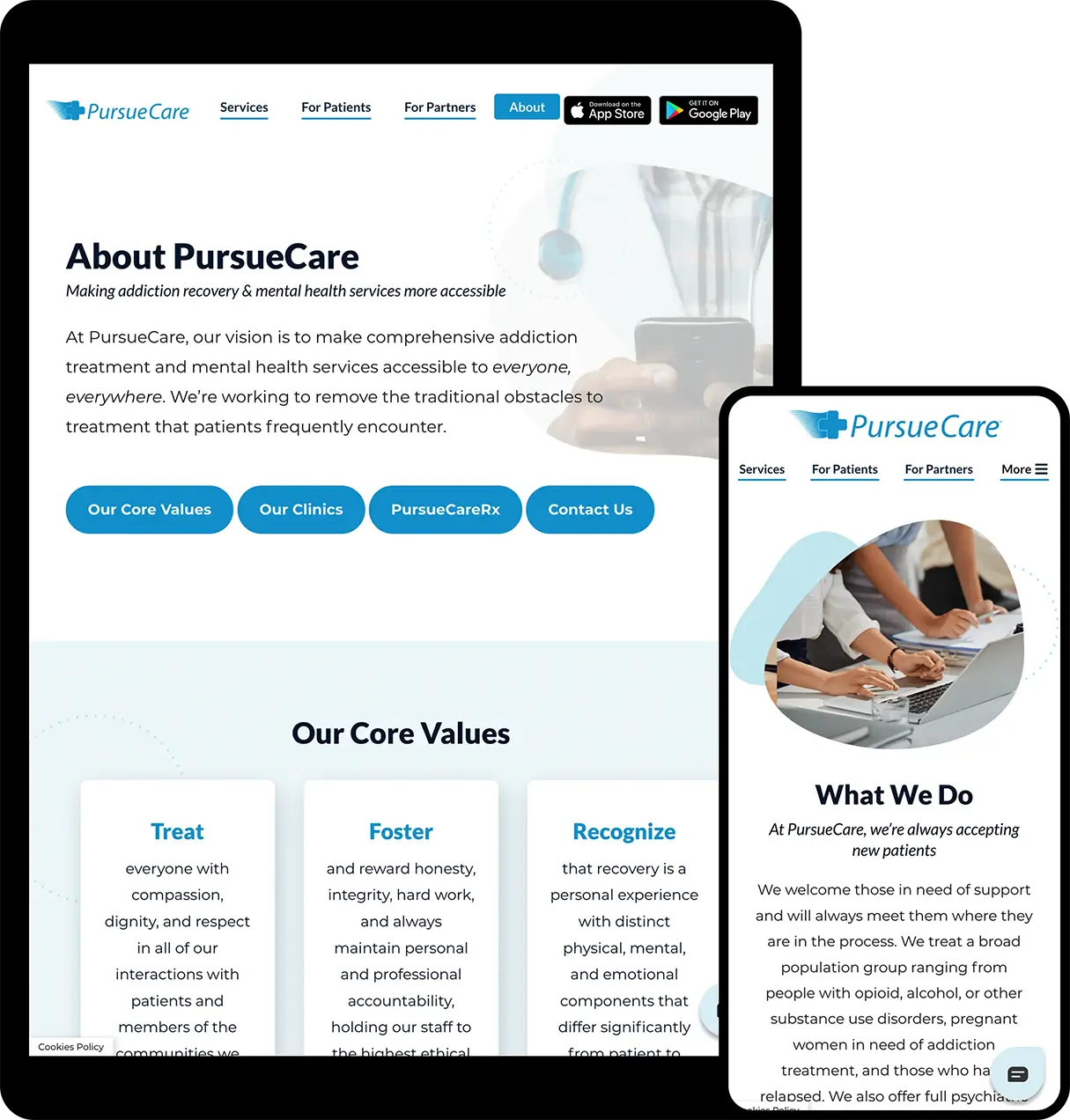 Pursuecare Website Design